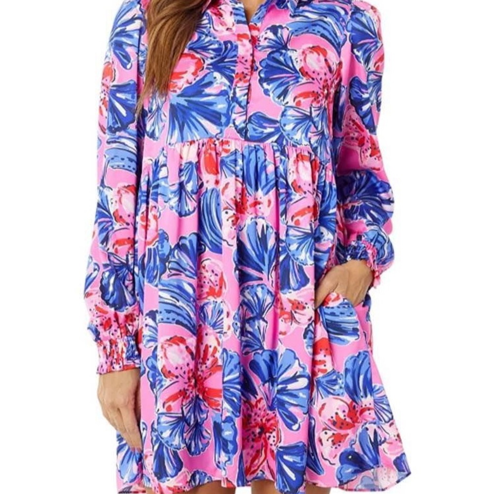 Lilly Pulitzer Arlie Dress Plumeria Pink in a Holidaze size Small Wore once